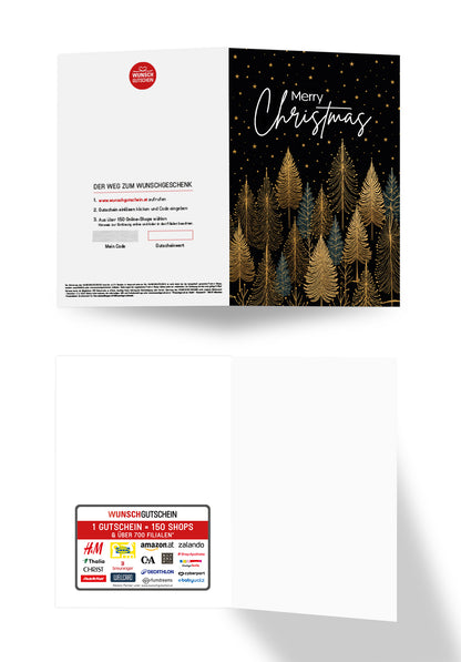 Merry Christmas - Bäume Schwarz Gold