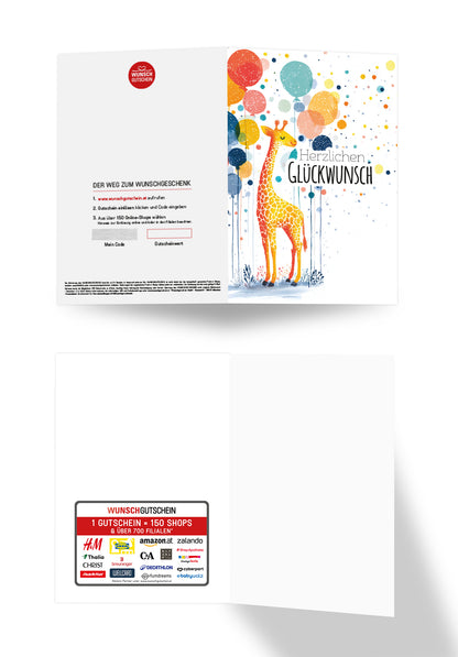 Herzlichen Glückwunsch - Giraffe und Ballons PDF