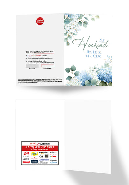 Zur Hochzeit alles Liebe und Gute - Hortensien Blau