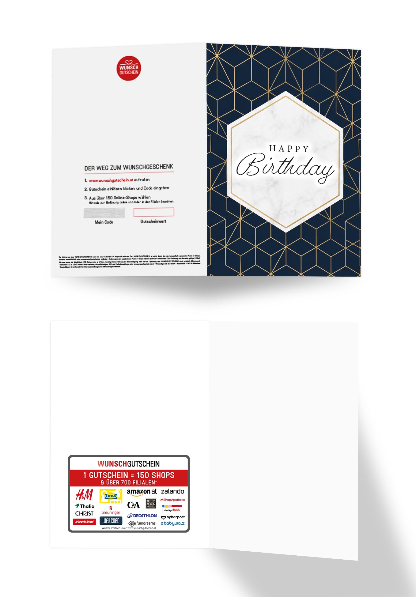 Happy Birthday - Muster Blau Gold PDF