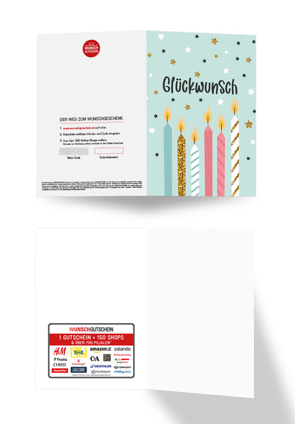 Glückwunsch - Kerzen und Sterne