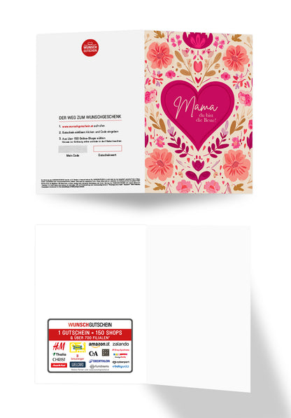 Mama du bist die Beste - Herz Blumenmuster