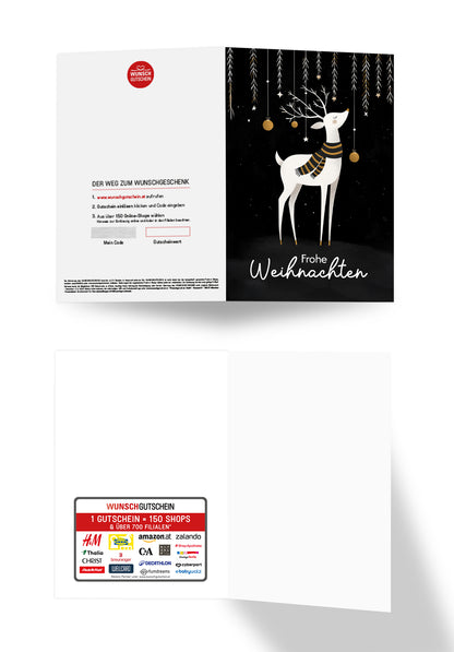Frohe Weihnachten - Rentier Schwarz Weiß Gold