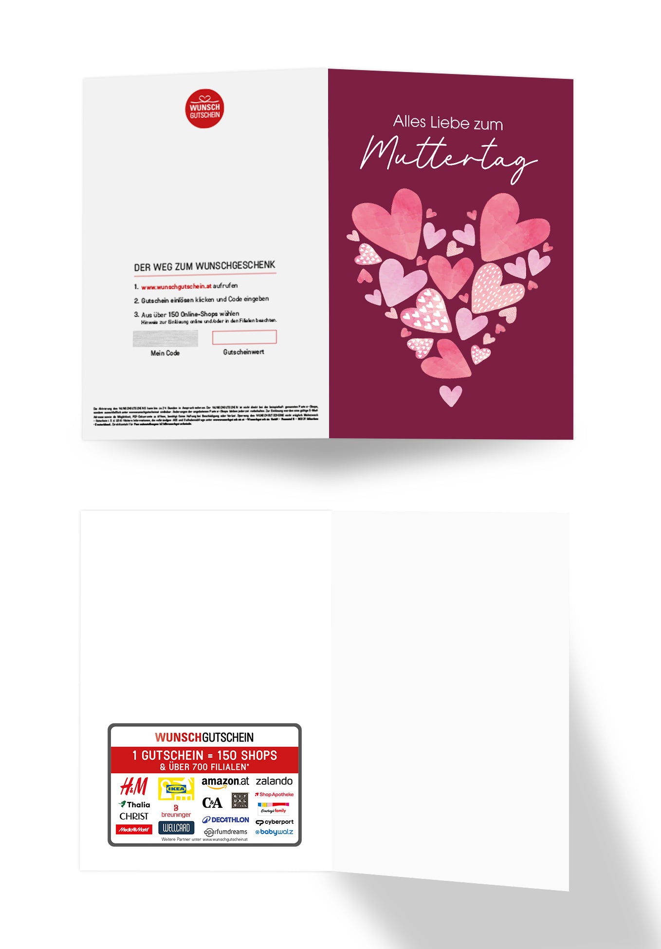 Alles Liebe zum Muttertag - Herzen Burgunderrot