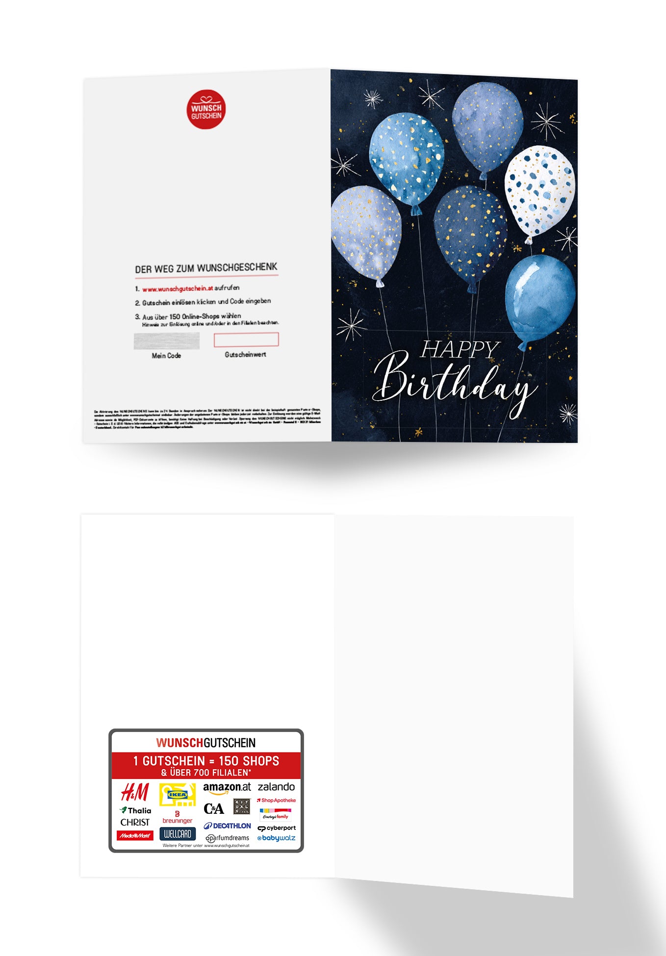 Happy Birthday - Ballons Blau Sterne