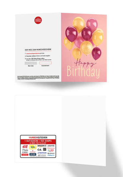 Happy Birthday - Ballons Pink Gelb PDF