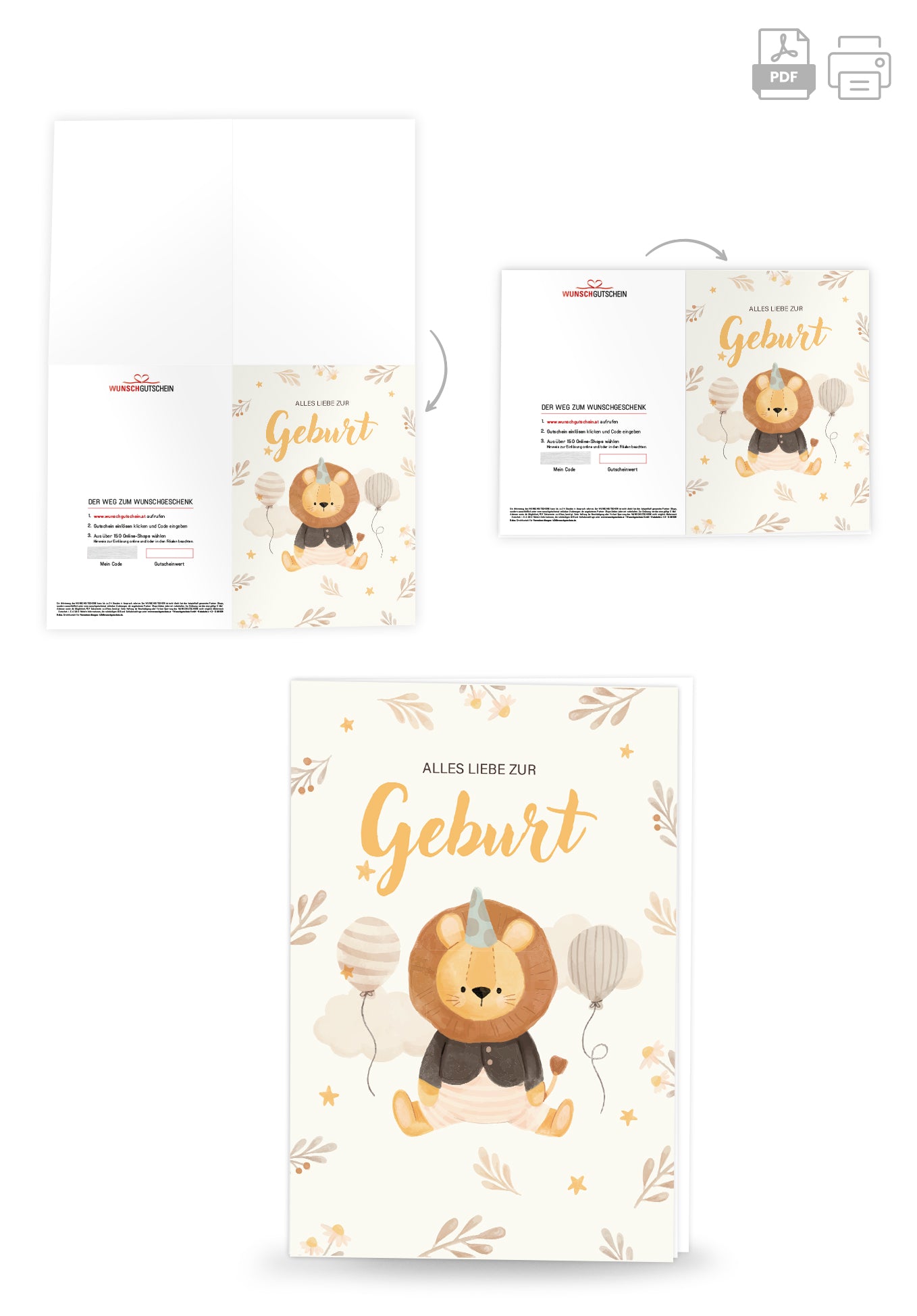 Alles Liebe zur Geburt - Löwe Beige