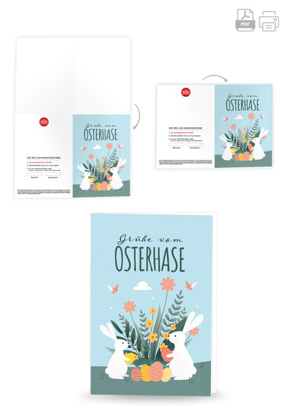 Grüße vom Osterhasen - Hase und Blumen