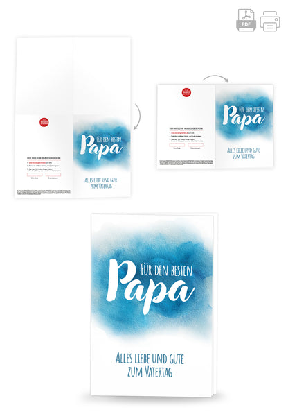 Für den besten Papa - Aquarell Blau