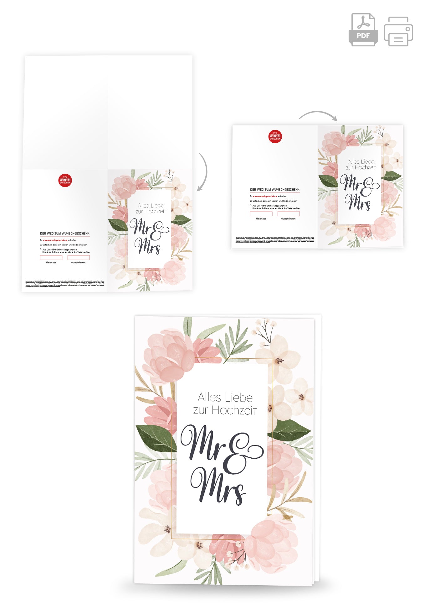 Alles Liebe zur Hochzeit Mr & Mrs - Blumen Rosa PDF