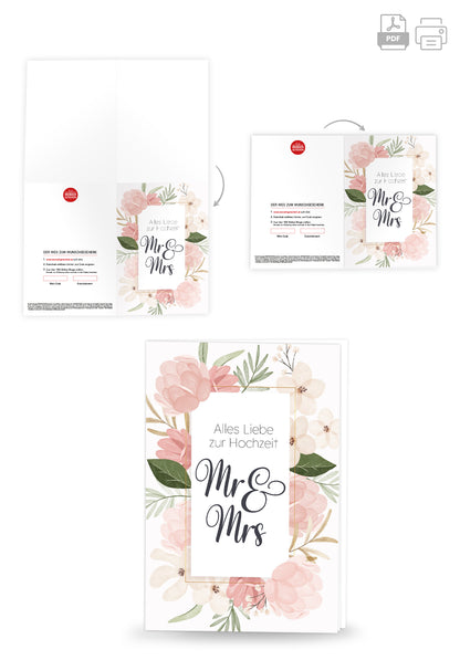 Alles Liebe zur Hochzeit Mr & Mrs - Blumen Rosa PDF