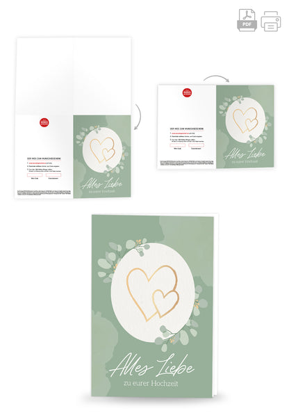 Alles Liebe zu eurer Hochzeit - Herzen Gold