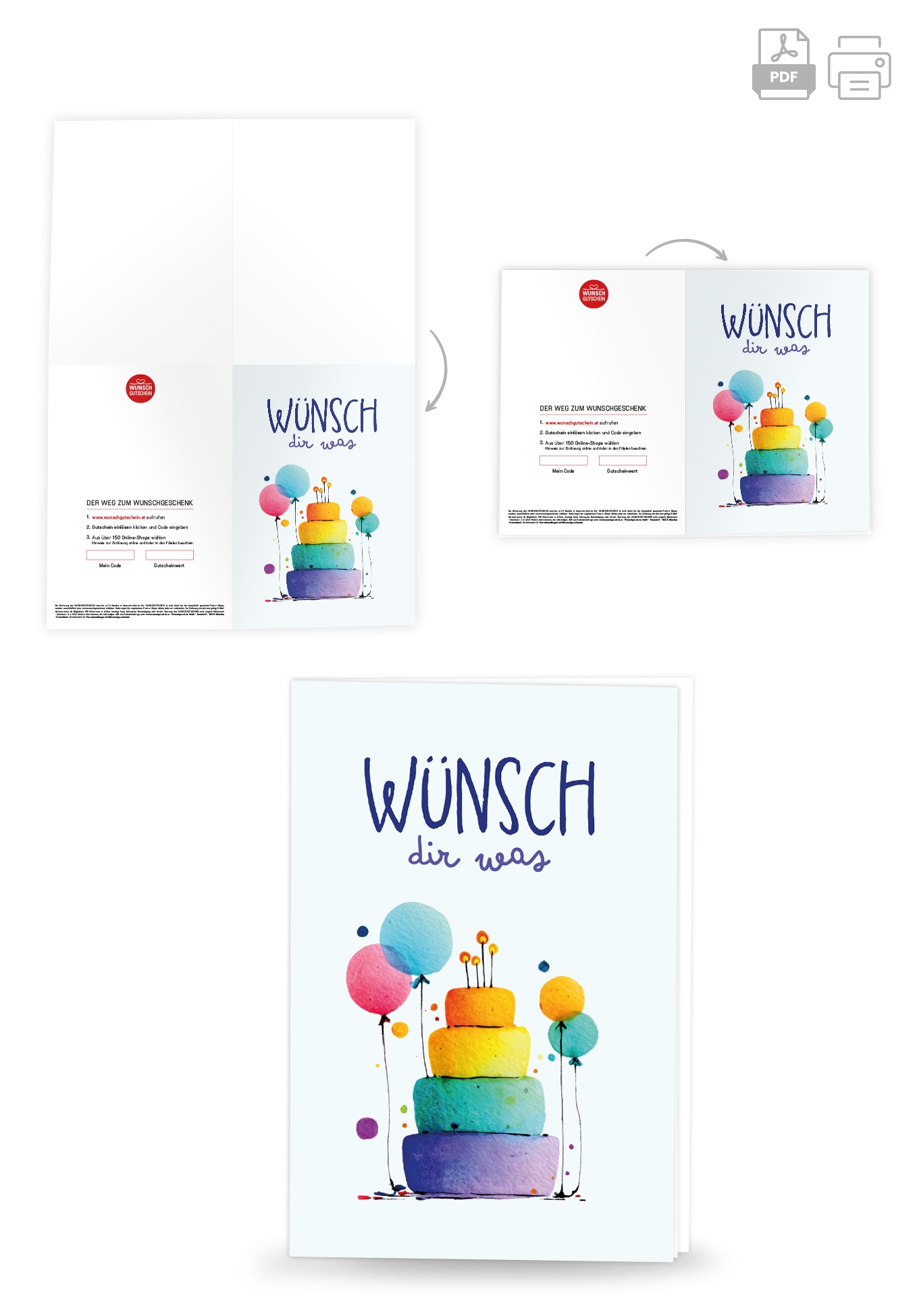 Wünsch dir was - Torte und Ballons Bunt PDF