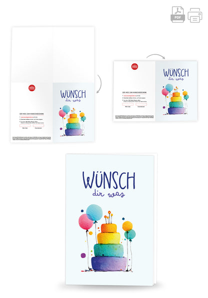 Wünsch dir was - Torte und Ballons Bunt PDF