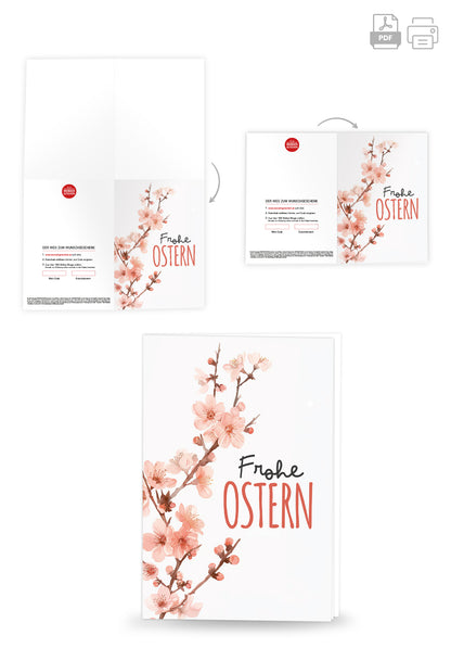 Frohe Ostern - Kirschblüten Aquarell
