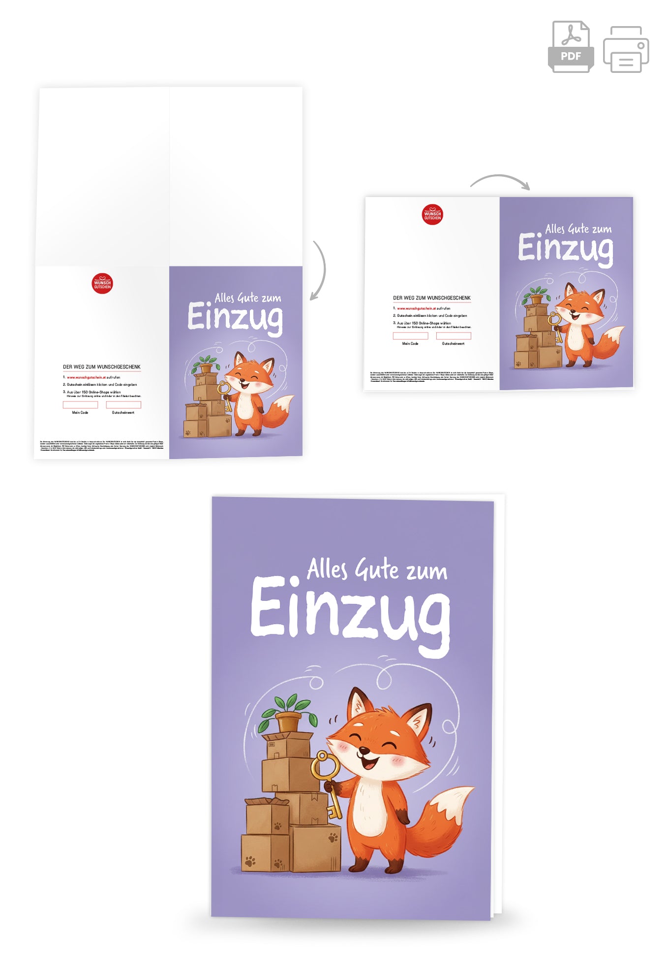 Alles Gute zum Einzug - Fuchs Lila