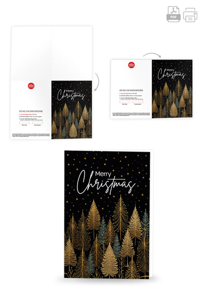 Merry Christmas - Bäume Schwarz Gold