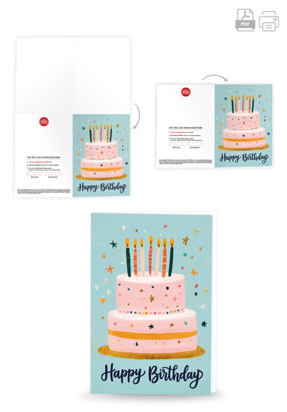Happy Birthday - Torte Blau Pink PDF
