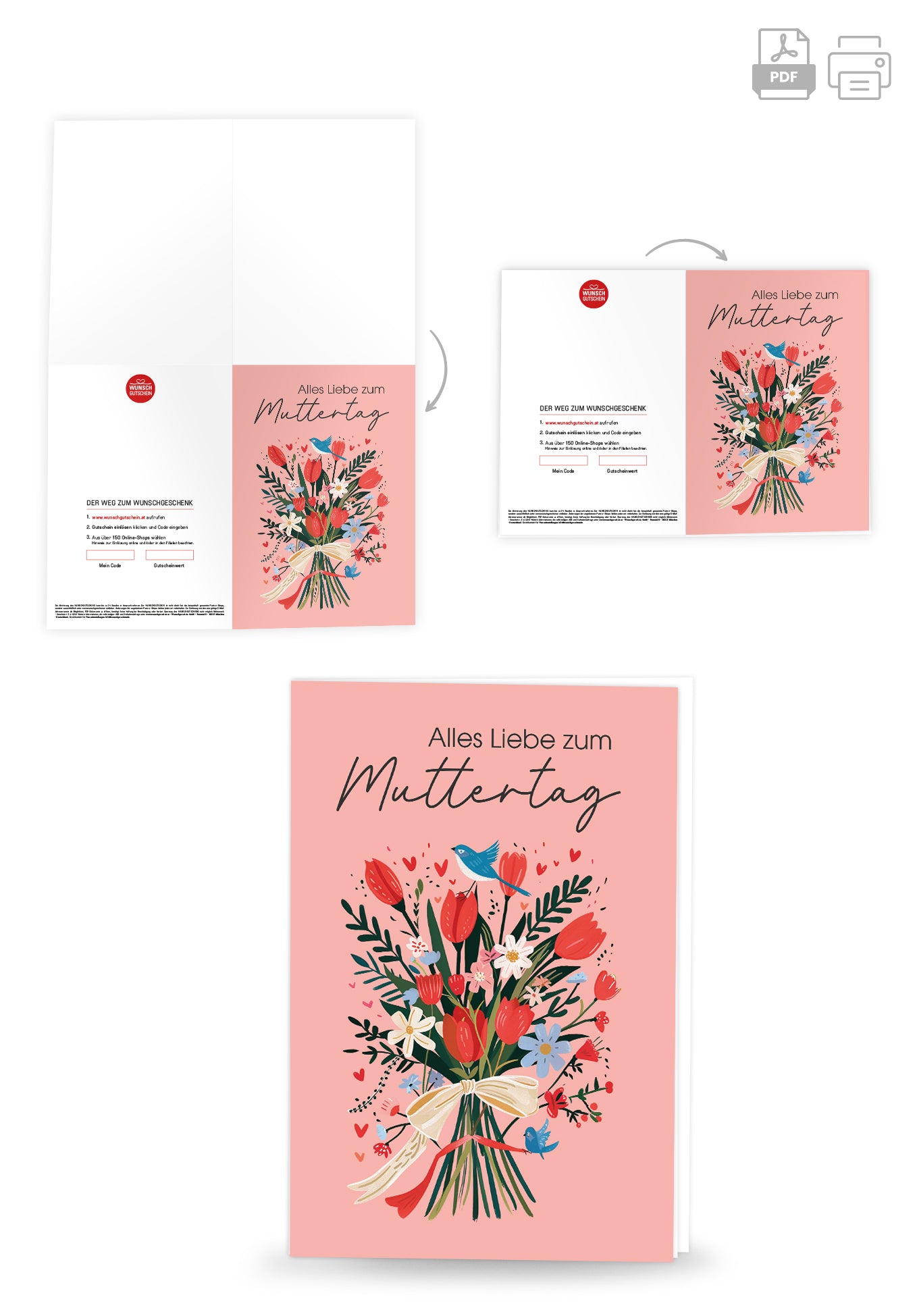 Alles Liebe zum Muttertag - Blumenstrauß Vogel