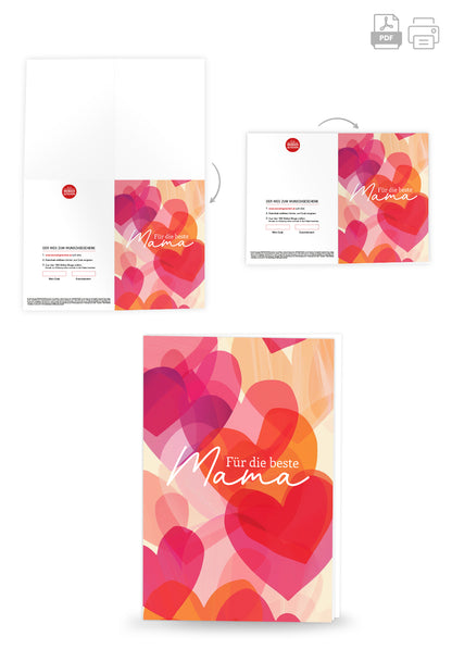 Für die beste Mama - Herzen Pink Orange