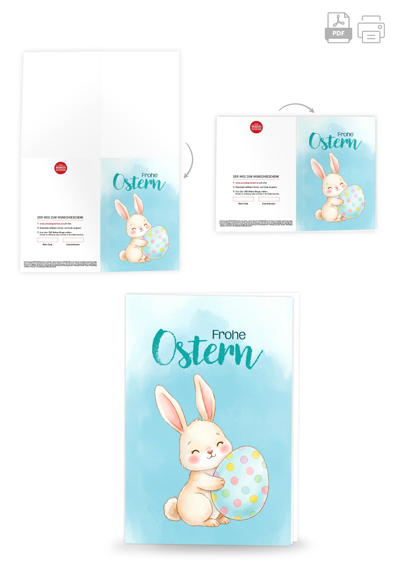 Frohe Ostern - Hase mit Ei Blau