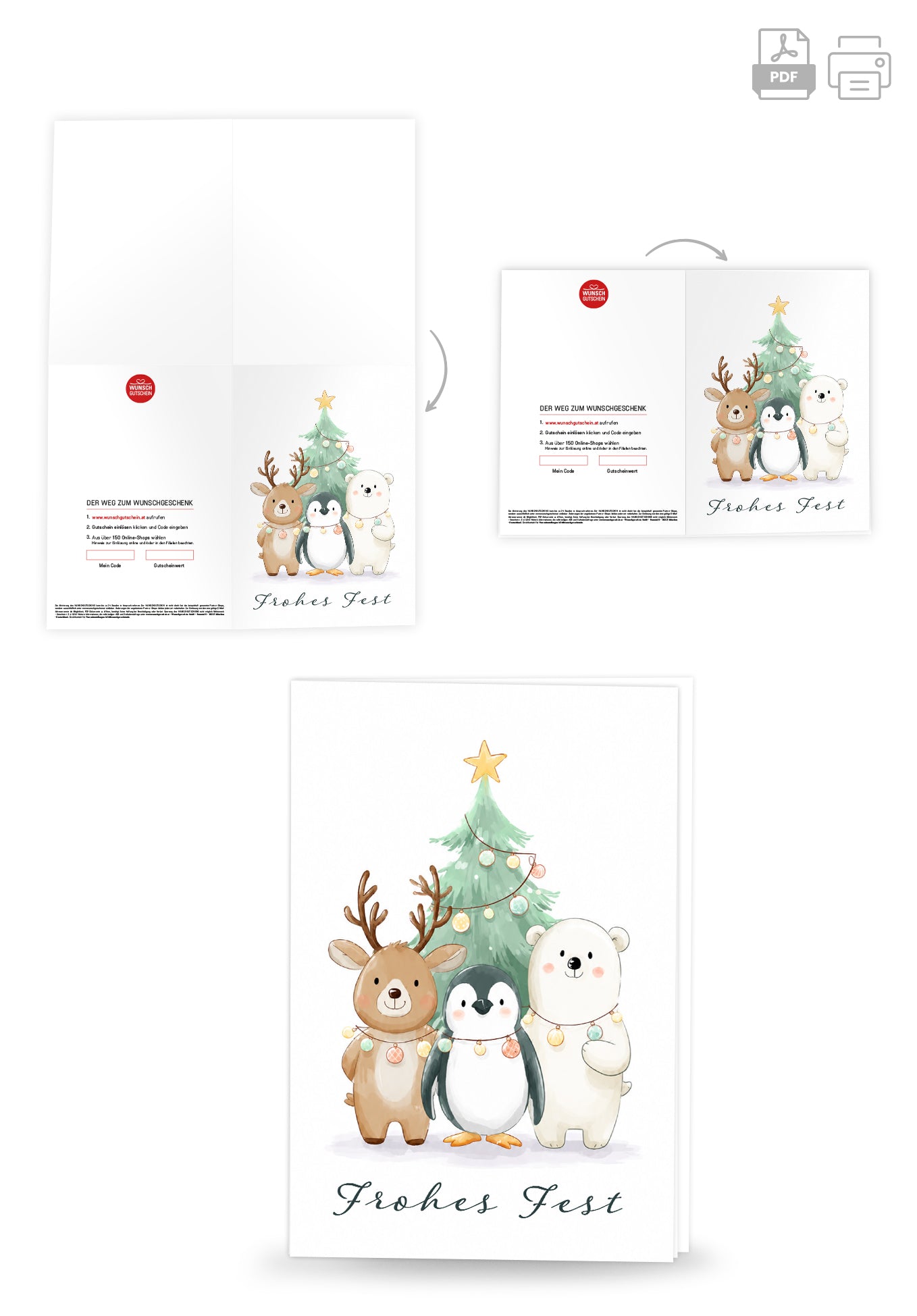 Frohes Fest - Tiere und Tannenbaum