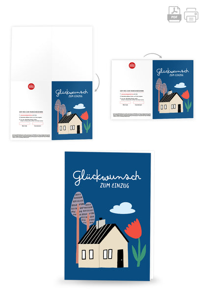Glückwunsch zum Einzug - Haus Blume Blau