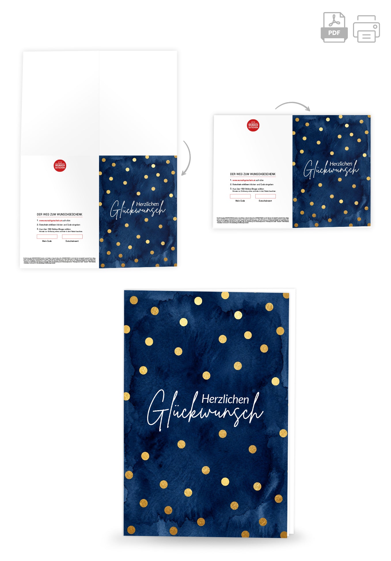 Herzlichen Glückwunsch - Punkte Gold Blau PDF