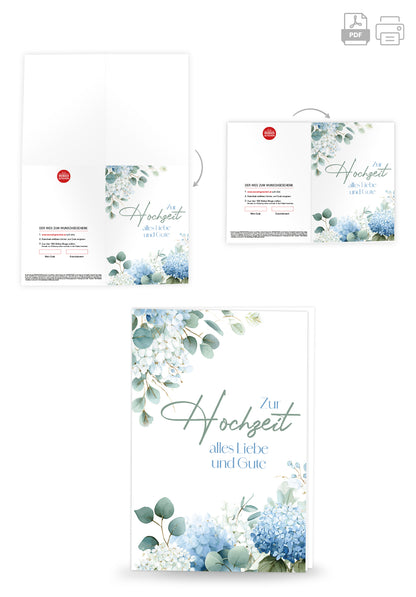 Zur Hochzeit alles Liebe und Gute - Hortensien Blau