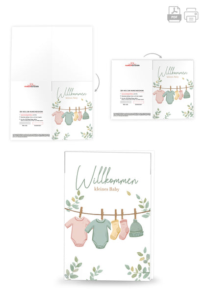 Willkommen kleines Baby - Wäscheleine Grün PDF