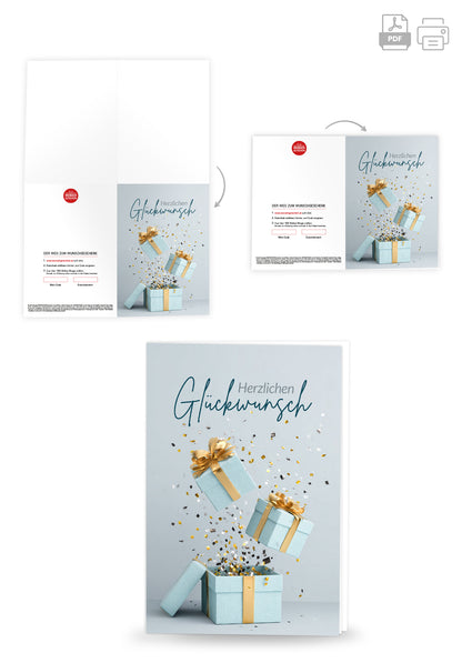 Herzlichen Glückwunsch - Geschenkboxen Blau Gold PDF
