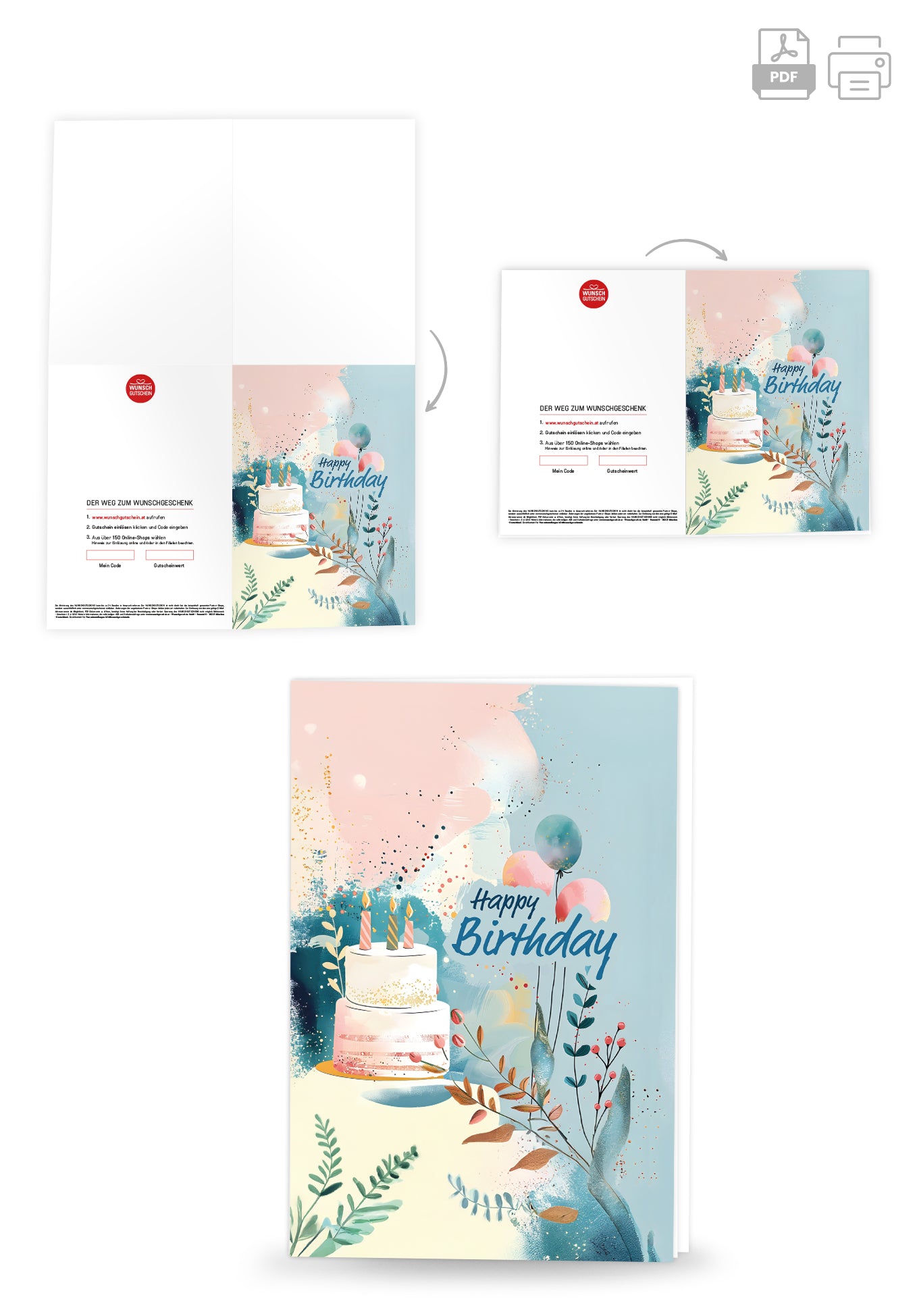Happy Birthday - Torte und Ballons Blau PDF