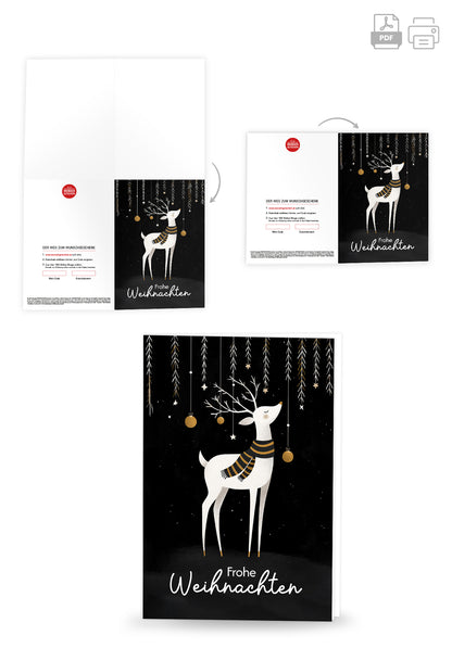 Frohe Weihnachten - Rentier Schwarz Weiß Gold PDF
