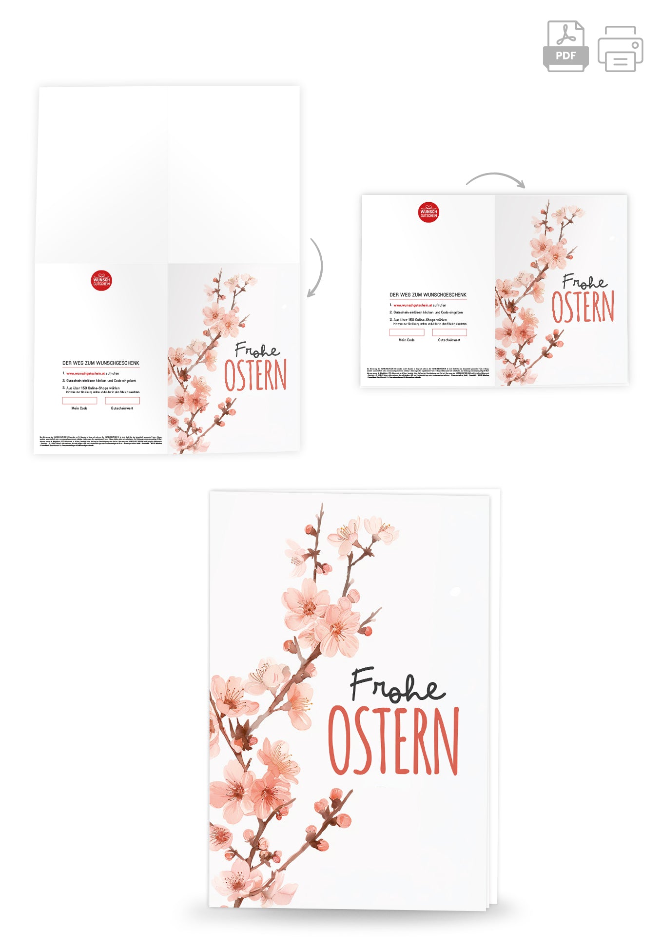 Frohe Ostern - Kirschblüten Aquarell PDF