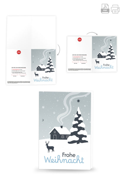 Frohe Weihnachten - Schneelandschaft Blau