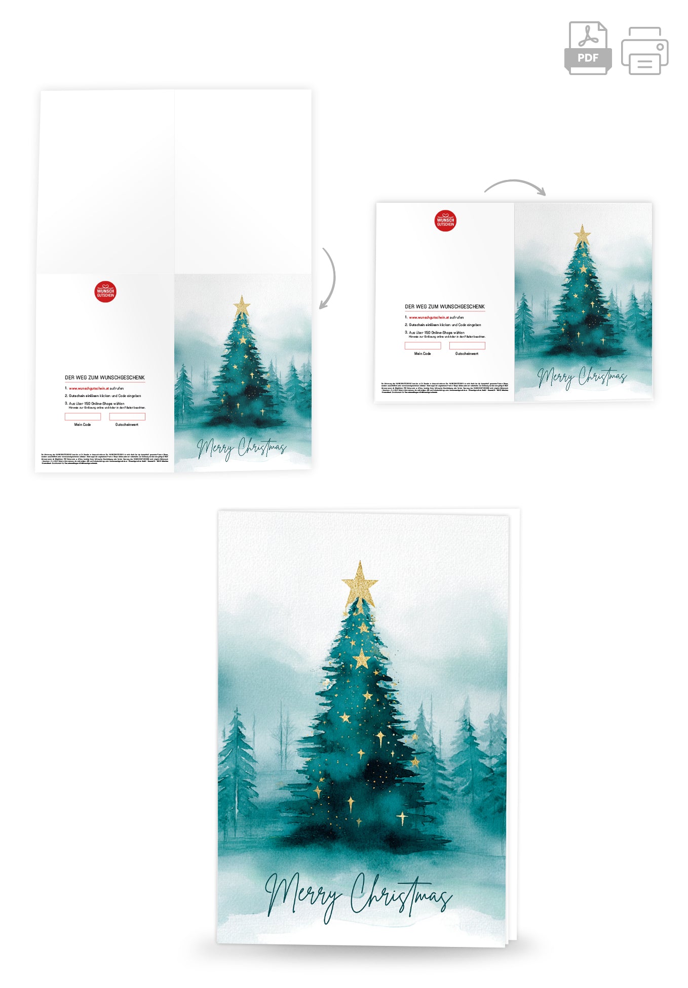 Frohe Weihnachten - Tannenbaum Aquarell Grün