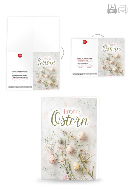 Frohe Ostern - Eier und Blumen Pastel