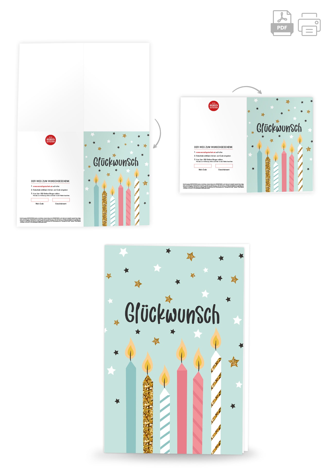 Glückwunsch - Kerzen und Sterne