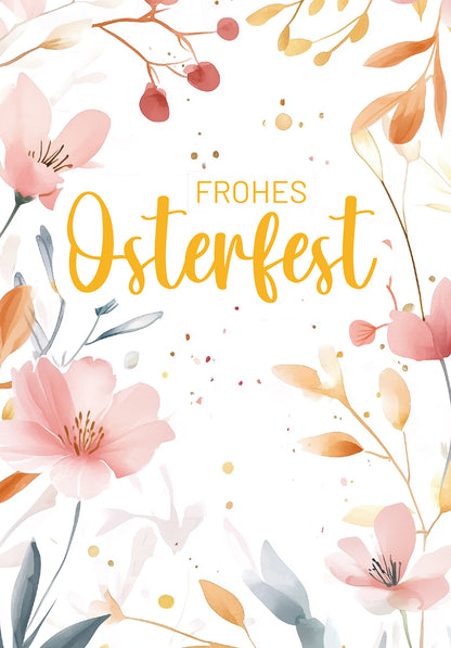 Frohes Osterfest - Aquarellblumen Rosa