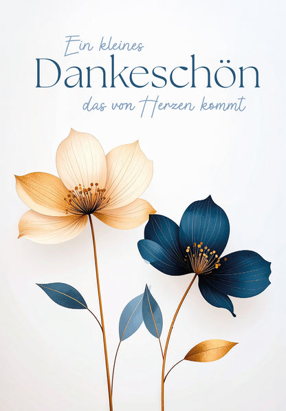 Dankeschön von Herzen - Blumen Blau Gold