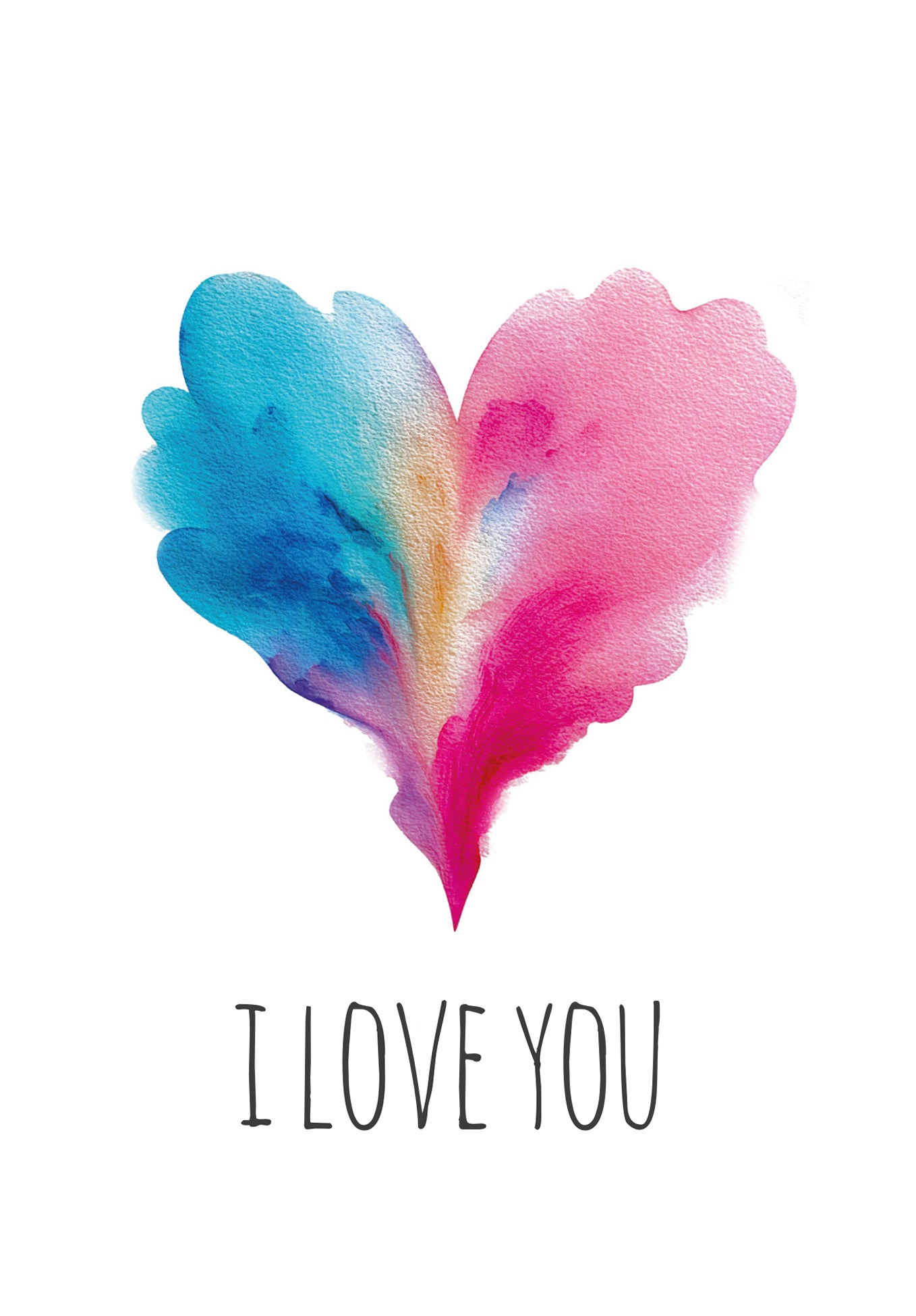 I love you - Herz Blau-Pink