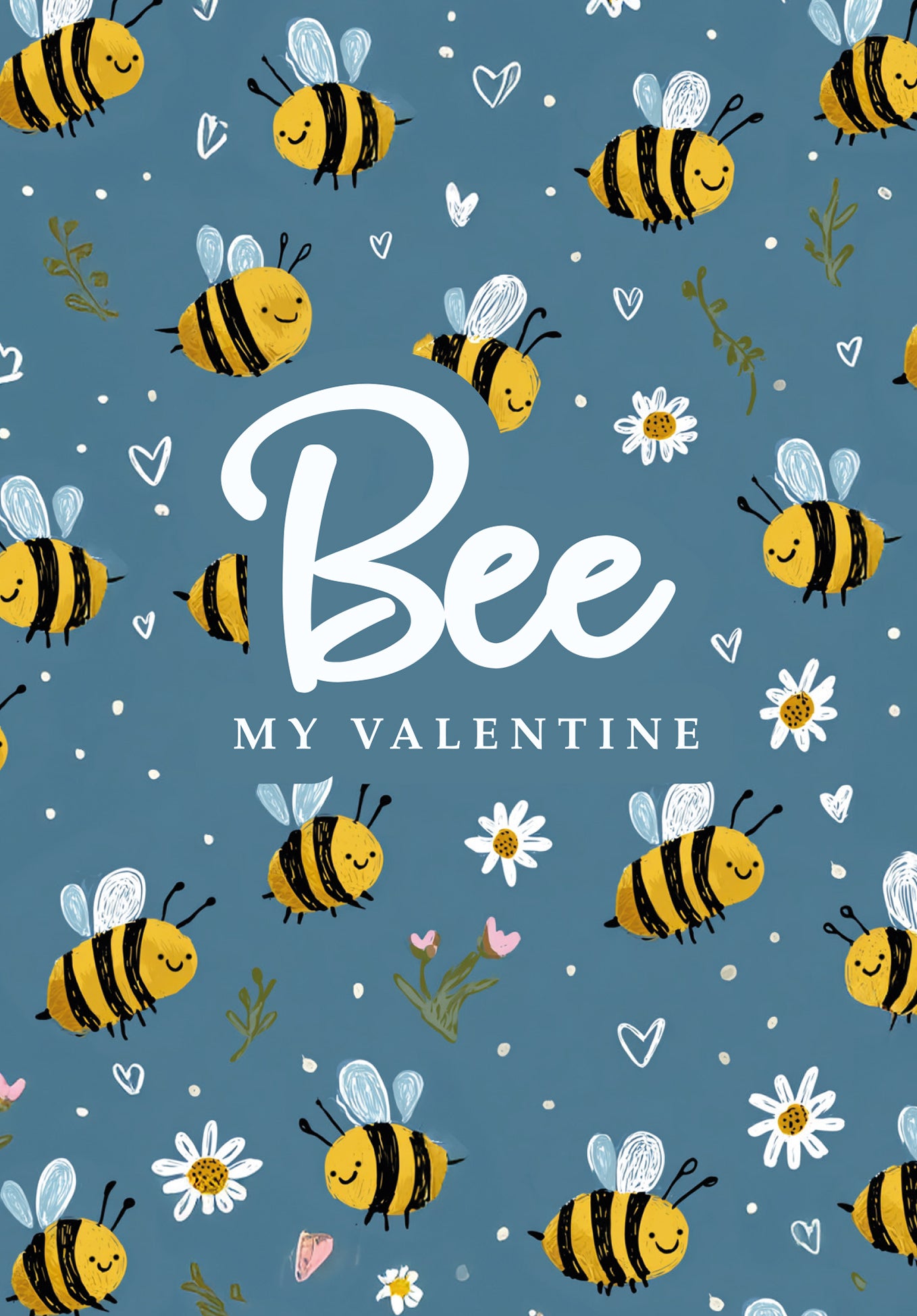Bee my Valentine - Bienenmuster Blau