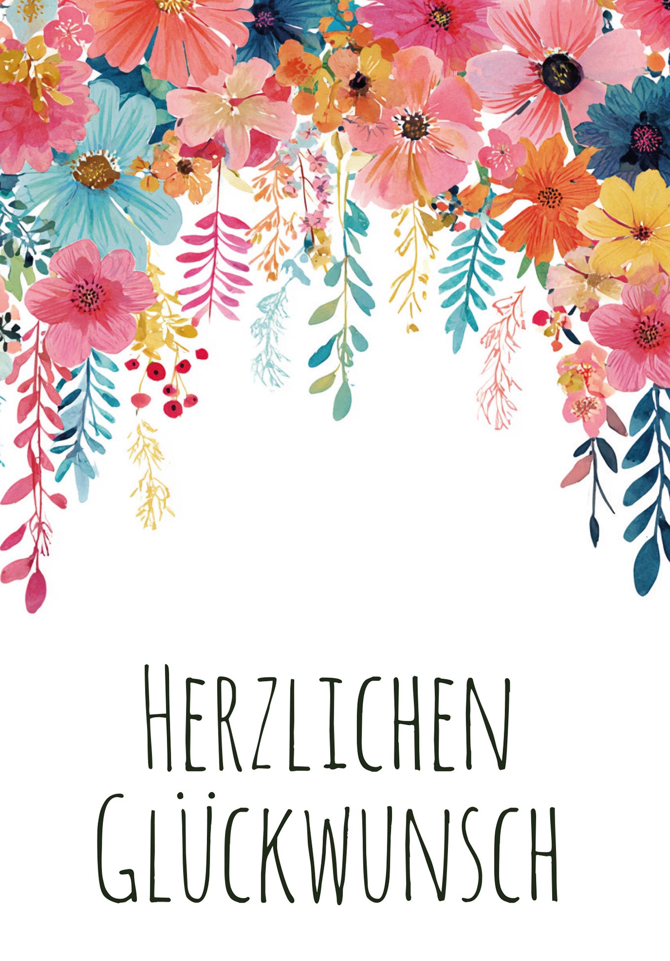 Herzlichen Glückwunsch - Blumen Hängend