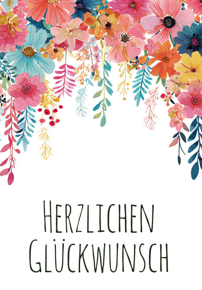 Herzlichen Glückwunsch - Blumen Hängend