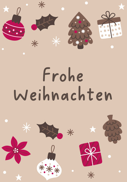 Frohe Weihnachten - Ornamente Beige
