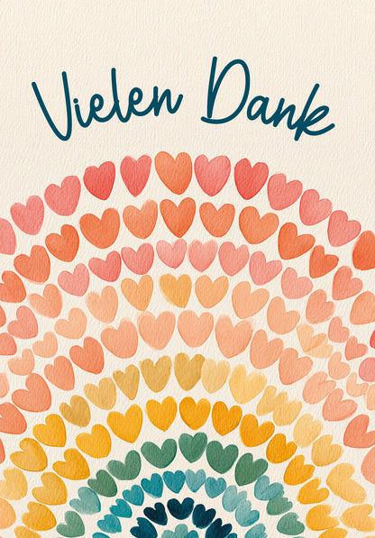 Vielen Dank - Bunte Herzchen