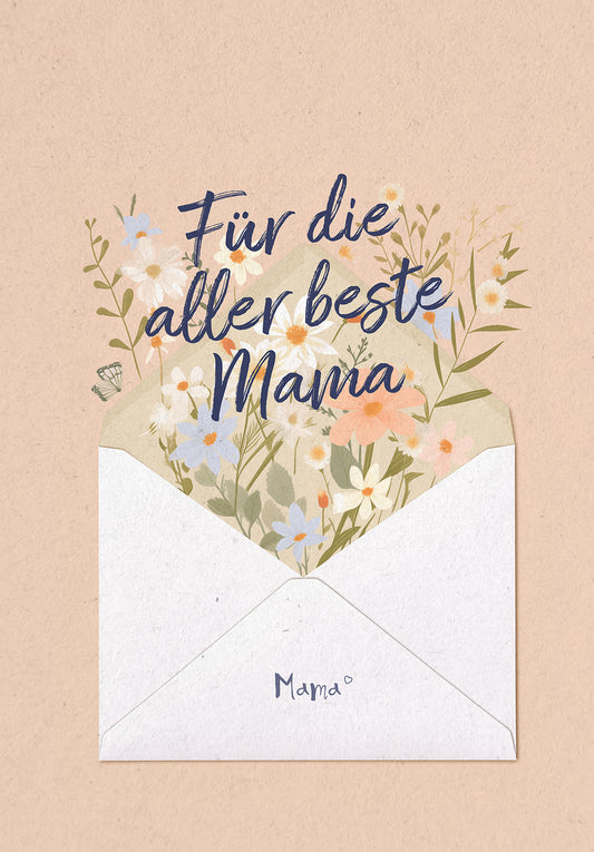 Aller beste Mama - Brief Blumen (Gutscheinwert)