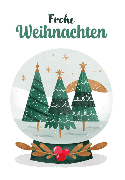 Frohe Weihnachten - Schneekugel Bäume