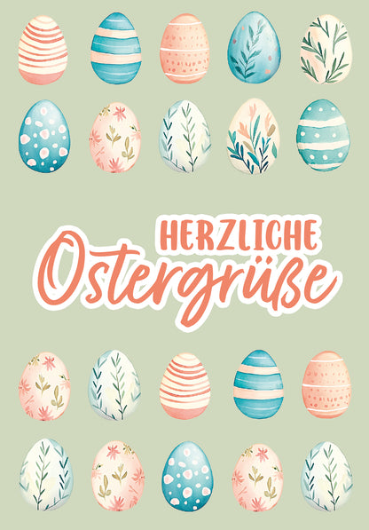 Herzliche Ostergrüße - Eiermuster Grün