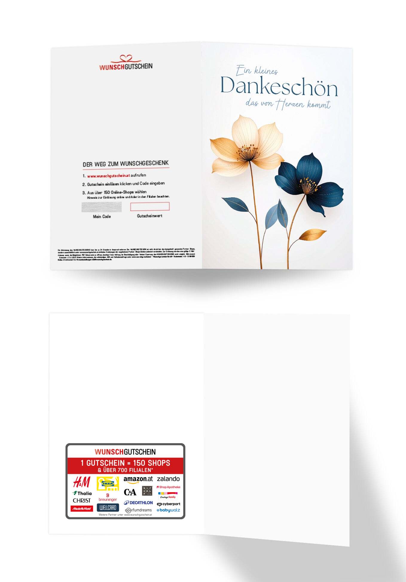 Dankeschön von Herzen - Blumen Blau Gold